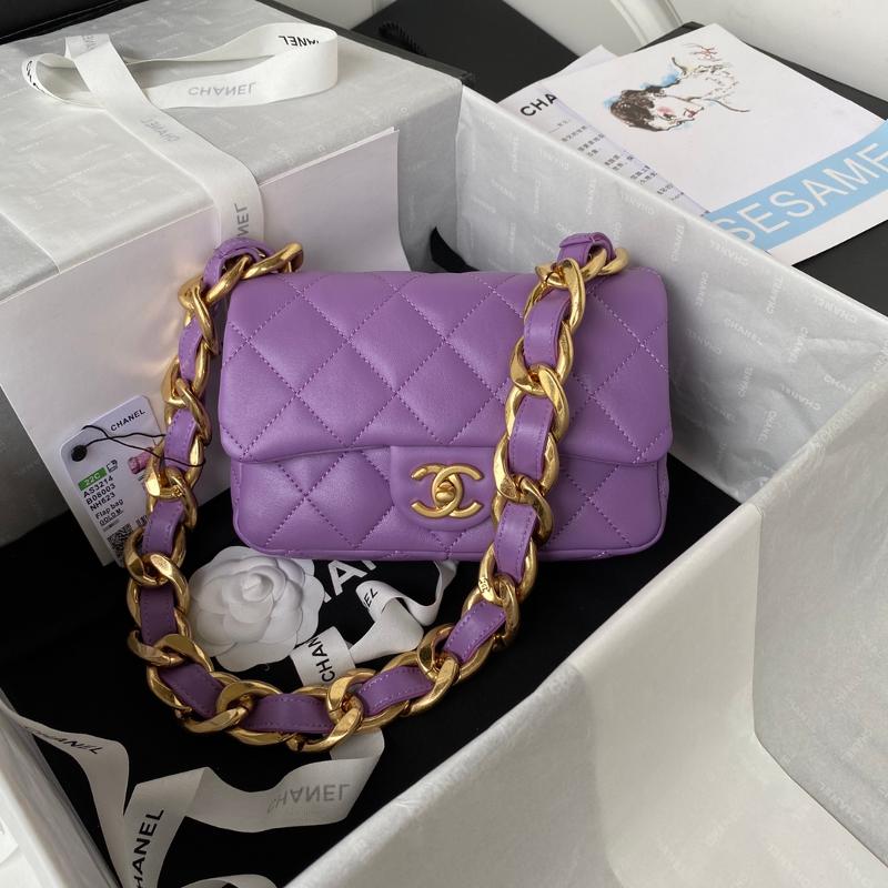 Chanel Handbags AS3214 Sheepskin Purple